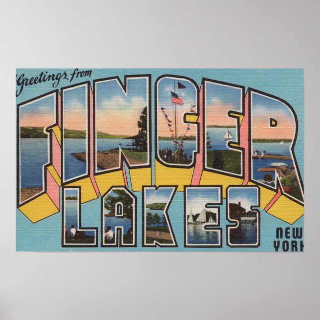 Finger Lakes, New York - Große Letter Scenes Poster (Vorne)
