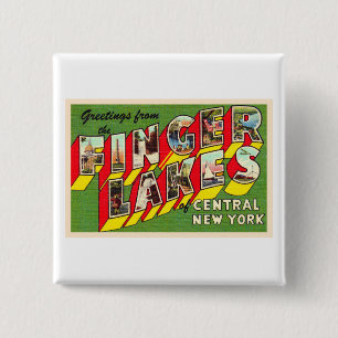 Finger Lakes New York NY Große Letter Postkarte Button