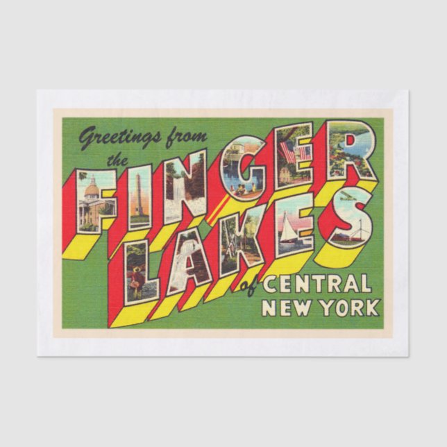Finger Lakes New York NY Large Letter Postcard Seidenpapier (Vorderseite)