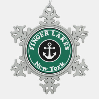 Finger Lakes New York Schneeflocken Zinn-Ornament