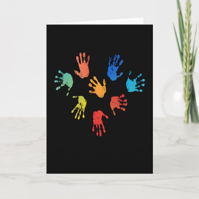 Finger Paint Kids Handprint Karte (Vorderseite)