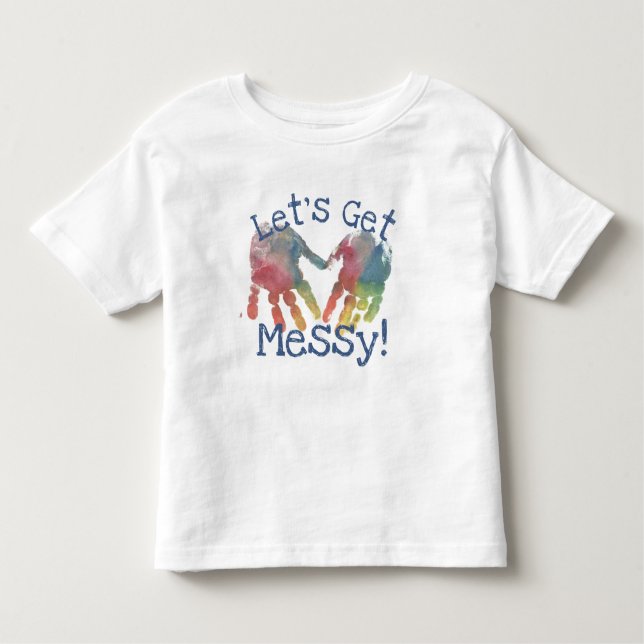Finger Paint Let's Get Messy Art Smock Preschool Kleinkind T-shirt (Vorderseite)