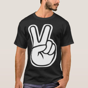 Finger Peace Hand Schild Sieg Hand Fingerzeichen T-Shirt