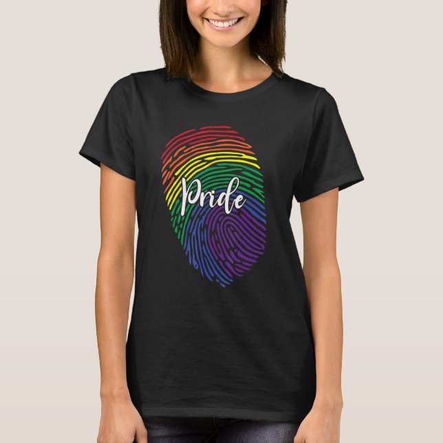 Finger Print Dna Lgbtq Rainbow Flag Gay Pride Männ T-Shirt (Vorderseite)