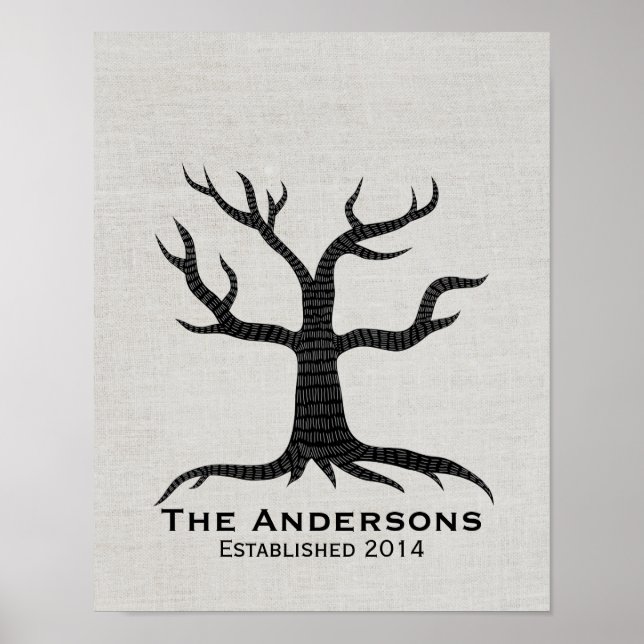 Finger Print Tree Family Wiedersehen Classy Linen Poster (Vorne)