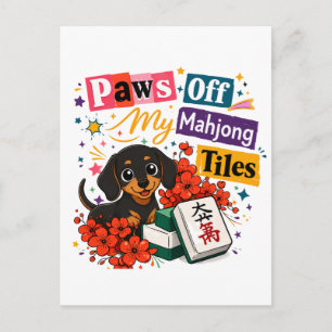 Finger weg von meinen Mahjong-Kacheln Dachshunds Postkarte