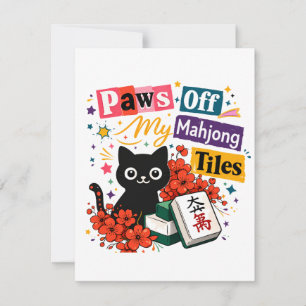 Finger weg von meinen Mahjong-Kacheln schwarze Kat Dankeskarte