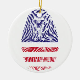 Fingerabdruck amerikanische USA-Staatsflagge Keramikornament