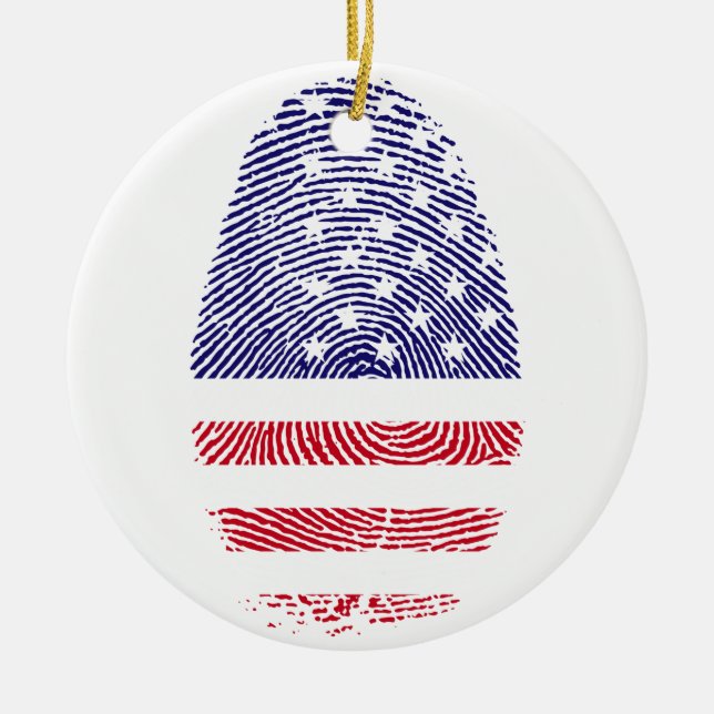 Fingerabdruck amerikanische USA-Staatsflagge Keramikornament (Vorne)