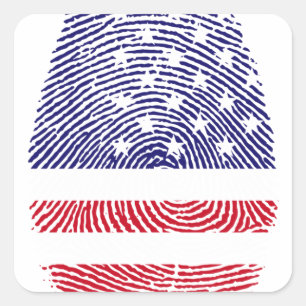 Fingerabdruck amerikanische USA-Staatsflagge Quadratischer Aufkleber