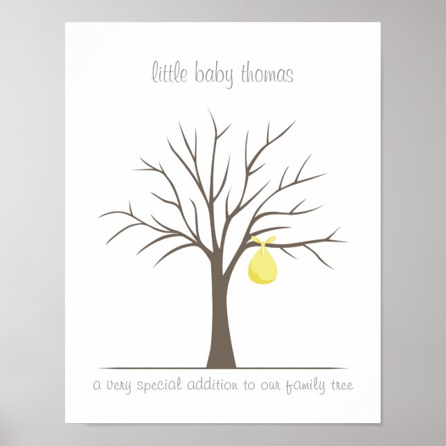 Fingerabdruck-Baby-Tree - Gelb Poster (Vorne)
