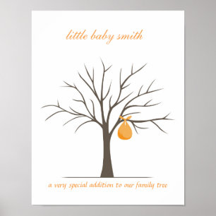 Fingerabdruck-Babybaum - Orange Poster