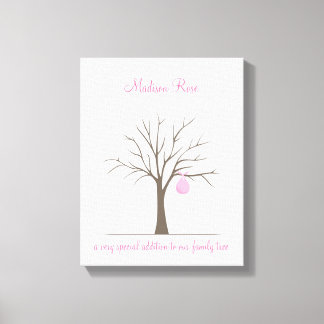 Fingerabdruck-Babybaum - Rosa Leinwanddruck