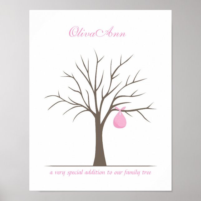 Fingerabdruck-Babybaum - Rosa Poster (Vorne)