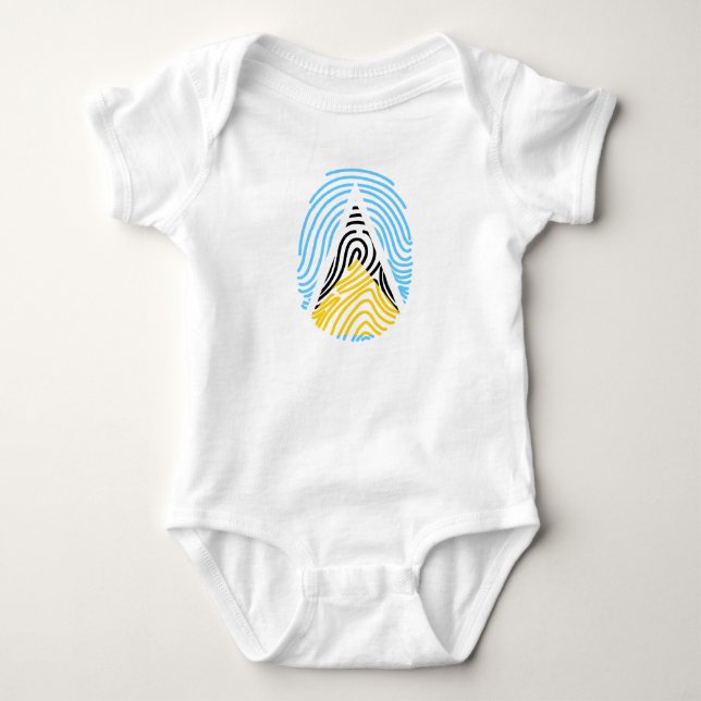 Fingerabdruck der Flagge von Saint Lucia Baby Strampler (Vorderseite)