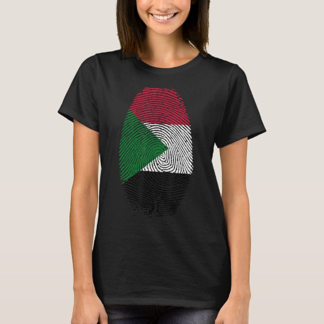 Fingerabdruck der sudanesischen Flagge in meiner D T-Shirt (Vorderseite)