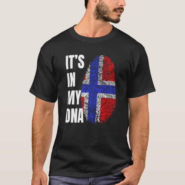 Fingerabdruck DNA Biometrie Norwegische Flagge T-Shirt (Vorderseite)