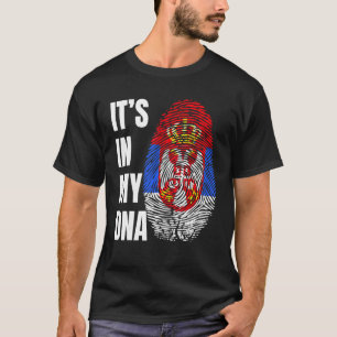 Fingerabdruck DNA Biometrie Serbische Flagge T-Shirt