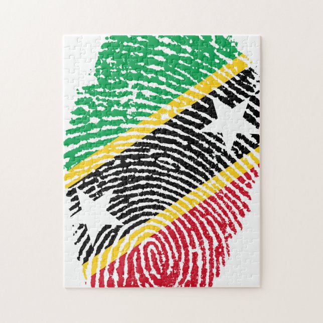 Fingerabdruck-Flag von St. Kitts. Puzzle (Vertikal)