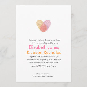 Fingerabdruck Herzhochzeit Einladung