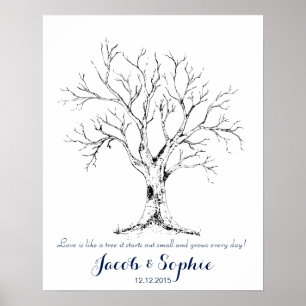 Fingerabdruck-Hochzeitsgästebuch Baum handgezeichn Poster