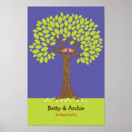 Fingerabdruck / Signature Tree Wedding (Dunkelblau Poster
