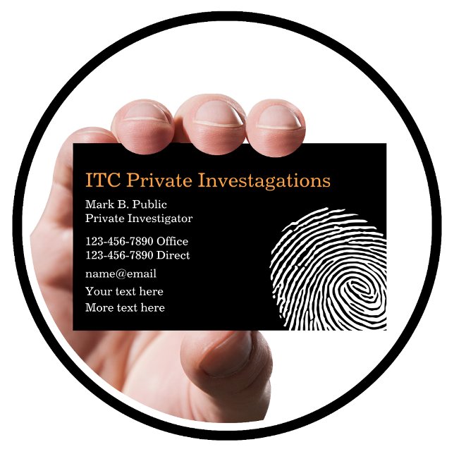 Fingerabdruck-Thema des Privatuntersuchers Visitenkarte (Private Investigator)