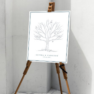 Fingerabdruck-Tree und Monogram-Gästebuch Poster