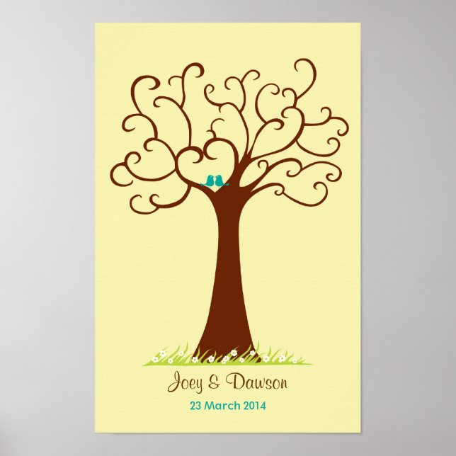 Fingerabdruck Tree Wedding - Heartastic (Cream) Poster (Vorne)