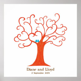 Fingerabdruck Tree Wedding (Heartastic Square) Poster