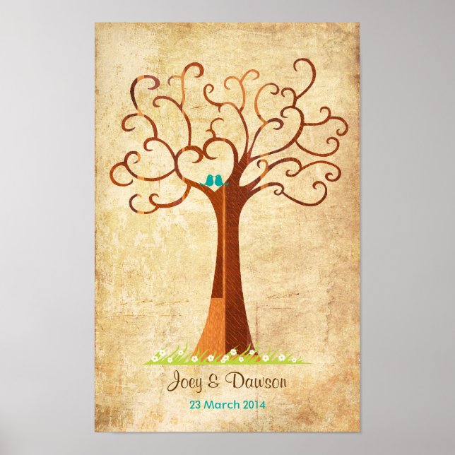 Fingerabdruck Tree Wedding - Heartastic (Vintag) Poster (Vorne)