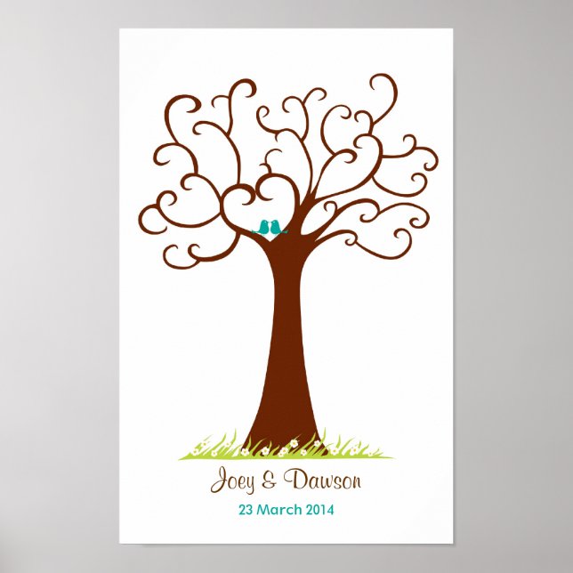 Fingerabdruck Tree Wedding - Heartastic (weiß) Poster (Vorne)