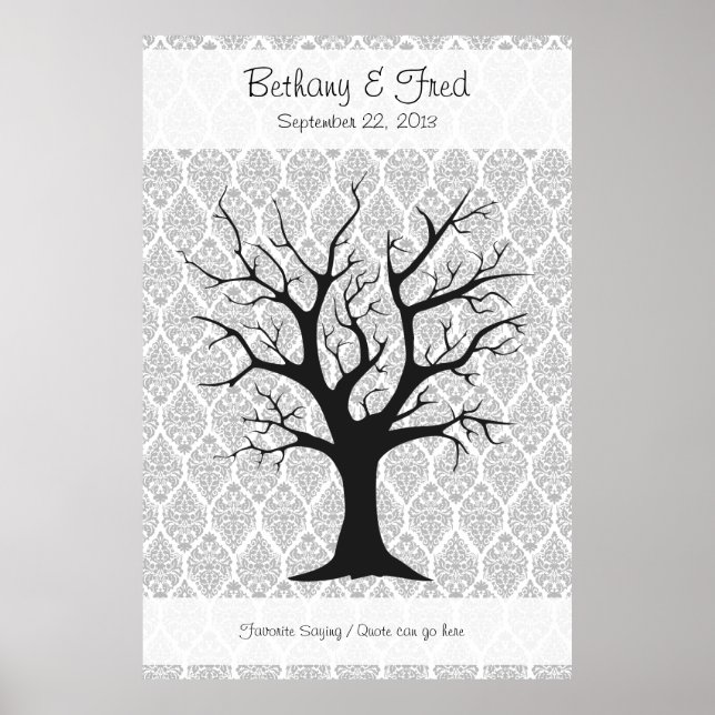 Fingerabdruckbaum C mit Damask - 40"x60" Poster (Vorne)