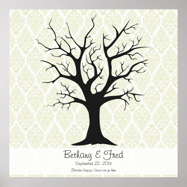 Fingerabdruckbaum C mit Damask Green - 24"x24" Poster (Vorne)