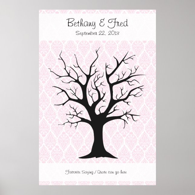 Fingerabdruckbaum C mit Damaske Pink1 - 32"x48" Poster (Vorne)