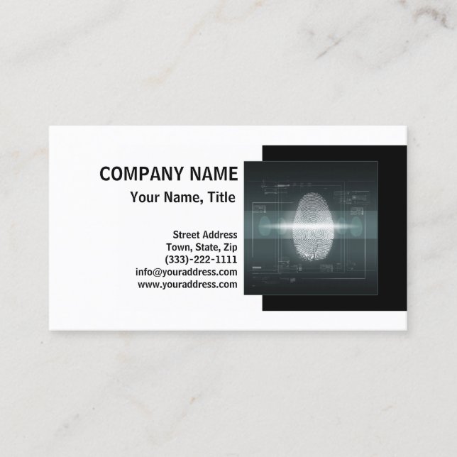 Fingerabdruckkarte des Privatdetektors Visitenkarte (Vorderseite)