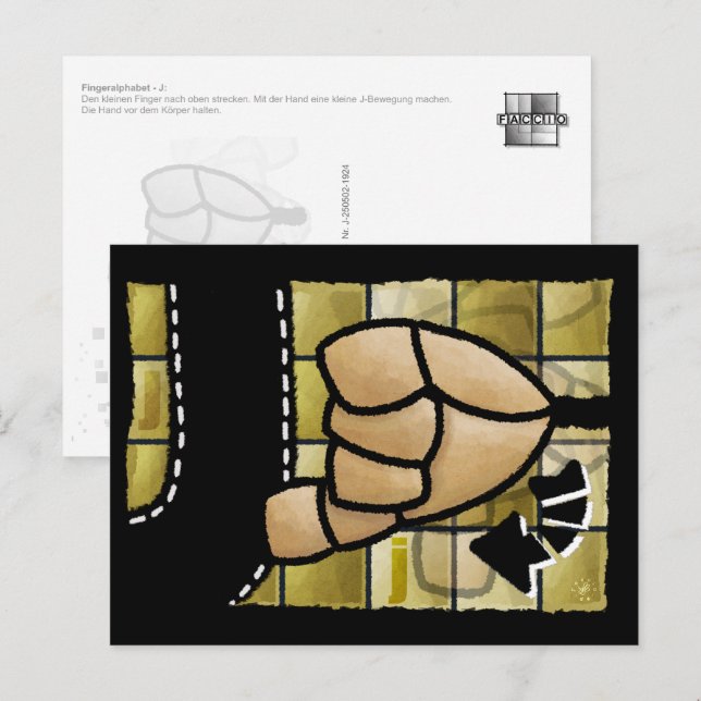Fingeralphabet J Postkarte (Vorne/Hinten)