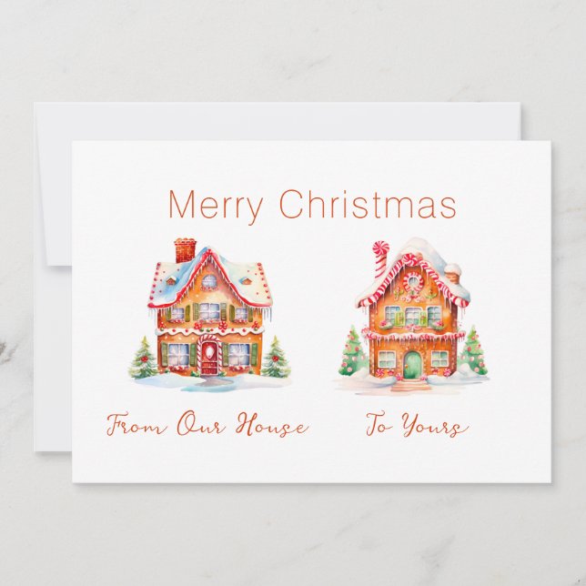 Fingerbrett "From Our House" Weihnachtskarte Feiertagskarte (Vorderseite)