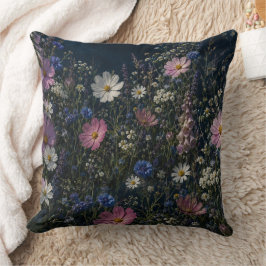Fingerhut Cottagecore Dunkle Wildblumen Floral Kissen