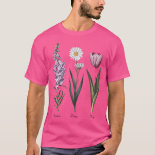 Fingerhut Gänseblümchen Tulpe Blumen Botanische Sc T-Shirt