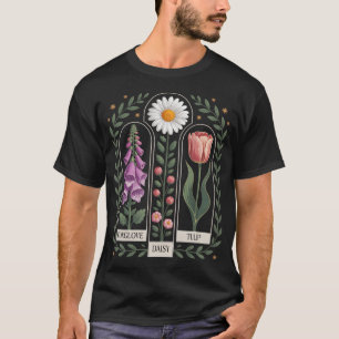 Fingerhut Gänseblümchen Tulpen Gartenblüten Kunst T-Shirt