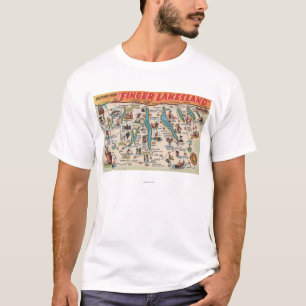 Fingerlakes, New York - ausführliche Karte T-Shirt