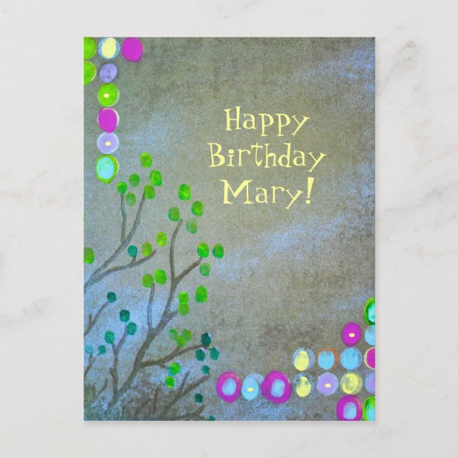 Fingerprint Abstrakt Happy Bday! Postkarte (Vorderseite)