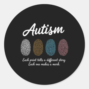Fingerprint Autism Awareness Month Lehrer untersch Runder Aufkleber