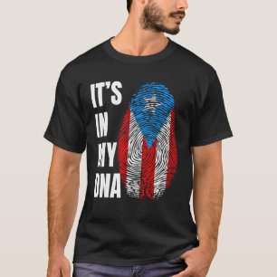 Fingerprint DNA Biometrie Boricua Flag Puerto Rico T-Shirt