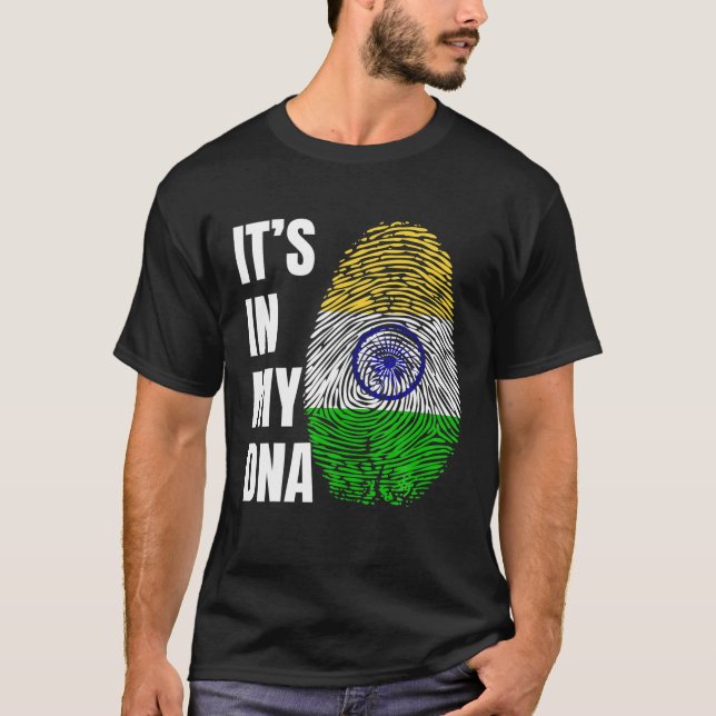 Fingerprint DNA Biometrie Indische Flagge Indien T-Shirt (Vorderseite)