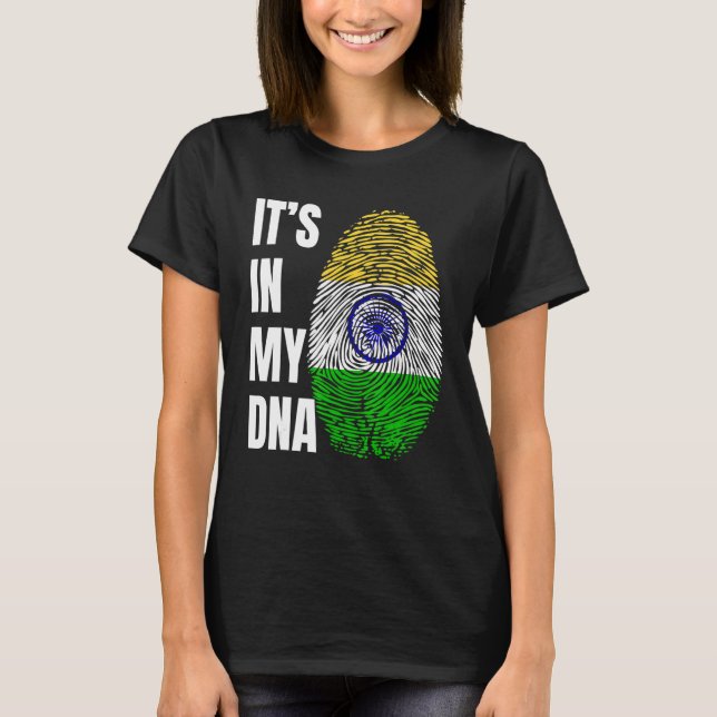 Fingerprint DNA Biometrie Indische Flagge Indien T-Shirt (Vorderseite)