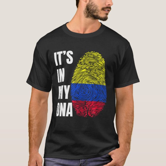 Fingerprint DNA Biometry Colombian Flag Colombia T-Shirt (Vorderseite)