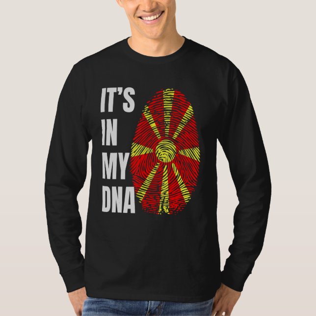 Fingerprint DNA Biometry Flag North Macedonia T-Shirt (Vorderseite)