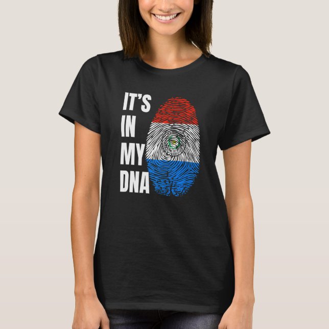 Fingerprint DNA Biometry Flag Paraguay   T-Shirt (Vorderseite)